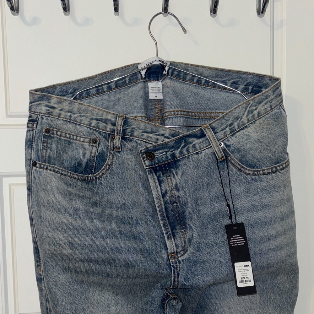 Fashion Nova Light Blue Vintage Wash Jeans